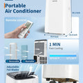 14000 BTU Portable Air Conditioner 4-in-1 Cool Dry Swing Fan Portable AC Unit with Remote LCD Display Child Lock Quiet Operation Fast Cooling Air Purification Dehumidifier Combo for Home Room Up to 800 Sq Ft