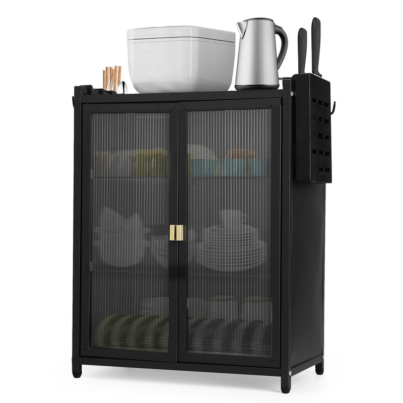 3 - Tier Kitchen Countertop Cabinet with Double Door Drainer with Chopstick Baskets Organizer - View 2 | SAMAG