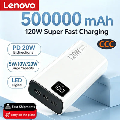 Lenovo Huge Capacity 500000mAh Portable Power Bank 120W | SAMAG