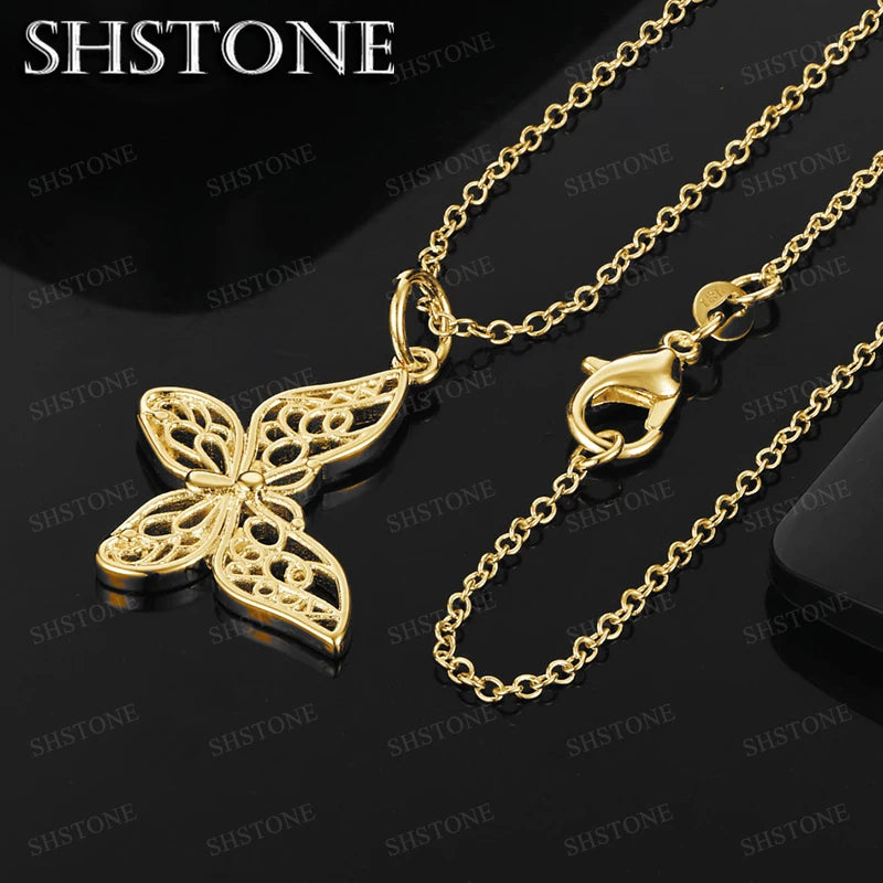 18K Gold Hollow Butterfly Pendant Necklace For Women necklaces Fashion Party Birthday Wedding Jewelry Gifts