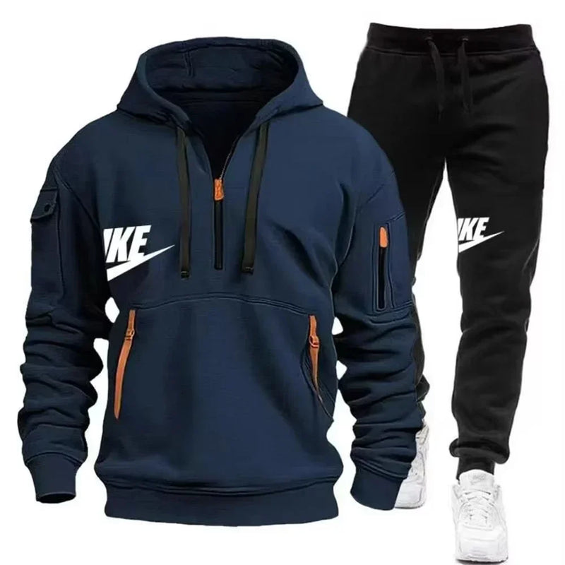 Men's autumn and winter suit zipper hoodie + trousers casual sportswear warm - View 8 | SAMAG