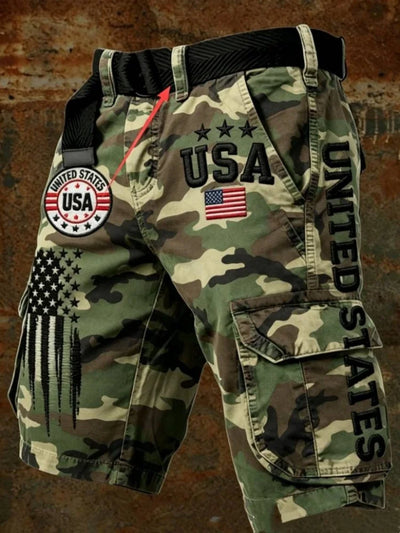 Men's Camouflage Imitation Cargo Shorts Loose Fit | SAMAG