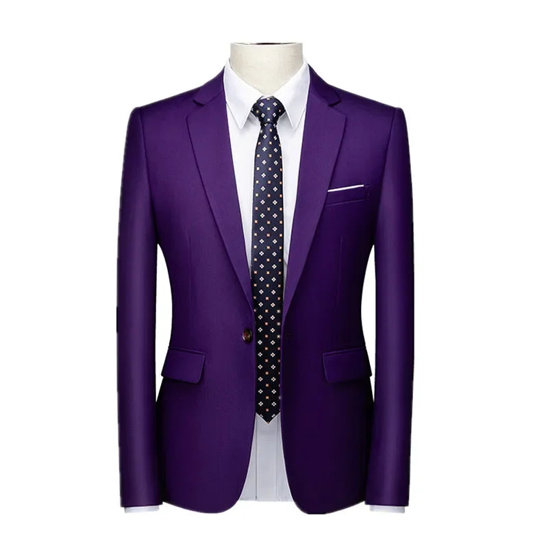 22 Color Men's Suit Jacket, Single Button V-neck Dress Coat Black Blue Red Slim Blazer Asian Size Terno Masculino, M-5XL 6XL