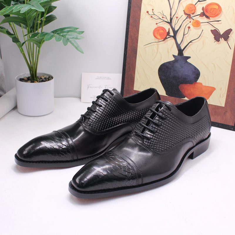 Men's Dress Shoes Leather Formal Business Oxford Derby Shoes Brogue Retro Dress Shoes for Men Wedding Fashion black Oxfords