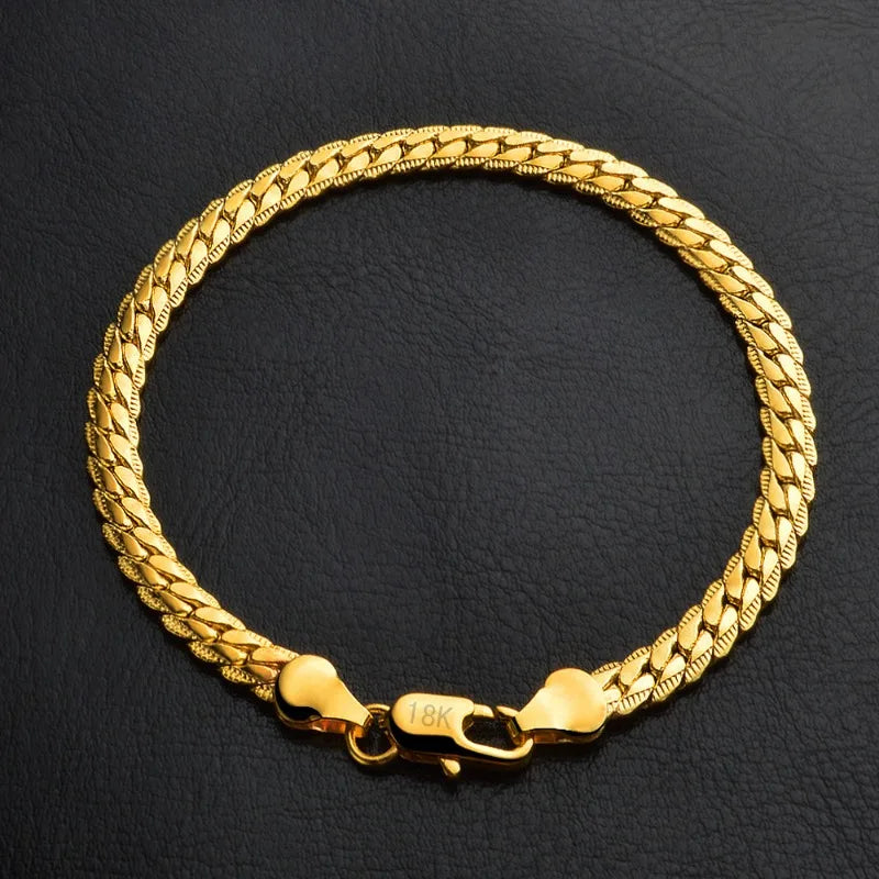 18K Gold/Silver Color 6mm Full Sideways Necklace 8/18/20/24 Inch Chain For Woman Men Fashion Wedding Engagement Jewelry Gifts