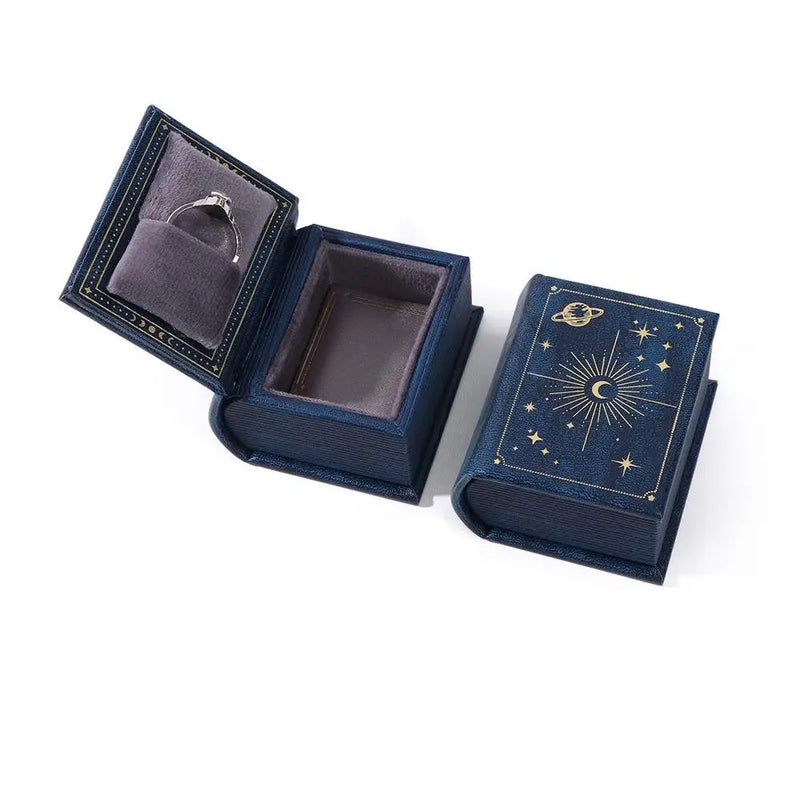 Flip Cover Book Shaped Jewelry Display Box Simple Earrings Ring Necklace Pendant Storage Box Portable Travel Jewelry Holder