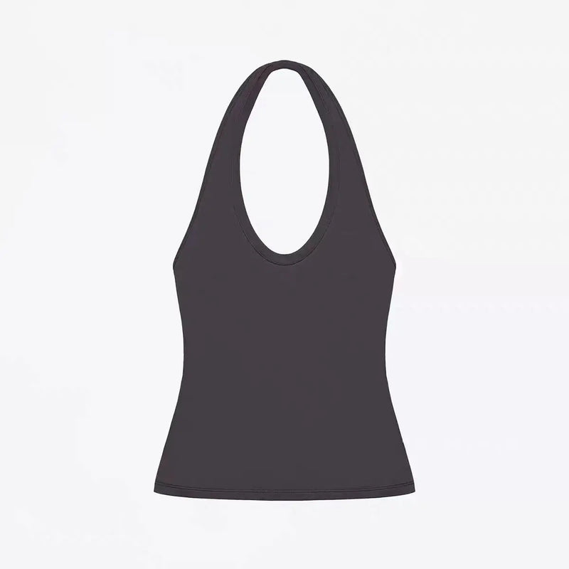 ANK Air Summer Top with Solid Color, Black and White Powder, Wide Shoulder Strap, I-Shaped Tank Top, Women's Sports, Daily Wear
