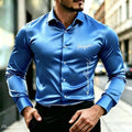 Men's Satin Silk Shirt Luxurious Letter Printed | SAMAG