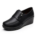 Ngouxm Spring Autumn Women Pumps Wedges Shoes Woman Genuine Leather Casual Shoes Mother High Heels Shoes