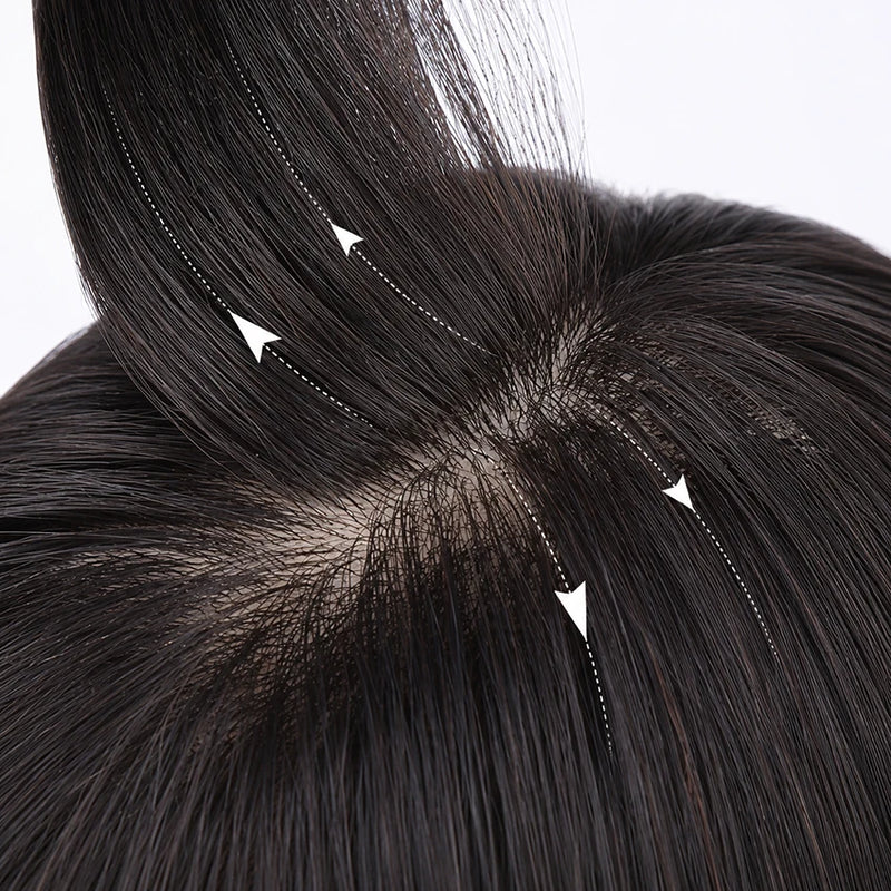 5x5 PU Silk Base Lace Front Wigs with Left Side Bangs Short Bob 100% Glue-Free Human Hair Wigs Silk Base Wigs For Women Color 2#