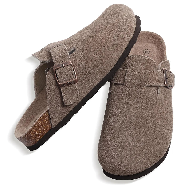 Evshine Women's Fashion Cork Clogs Sandals with Arch Support Lady Retro Mules Men Retro Potato Shoes Cork Footbed House Slippers