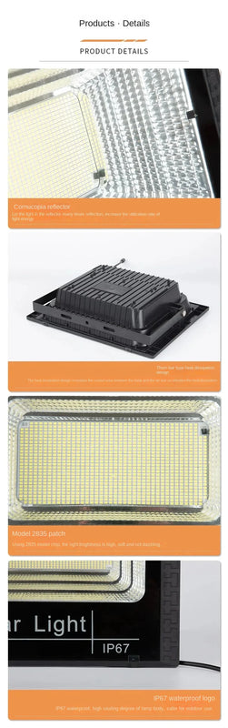 JVEE 30W 1000mAh Solar Flood Lights Remote Control Powered Spotlight Outdoor Waterproof IP67 Villa Street Lamp Adjustable Angle