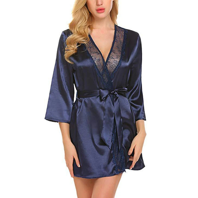 Women Satin Robes Summer Wrap Dressing Gown Bathrobe | SAMAG