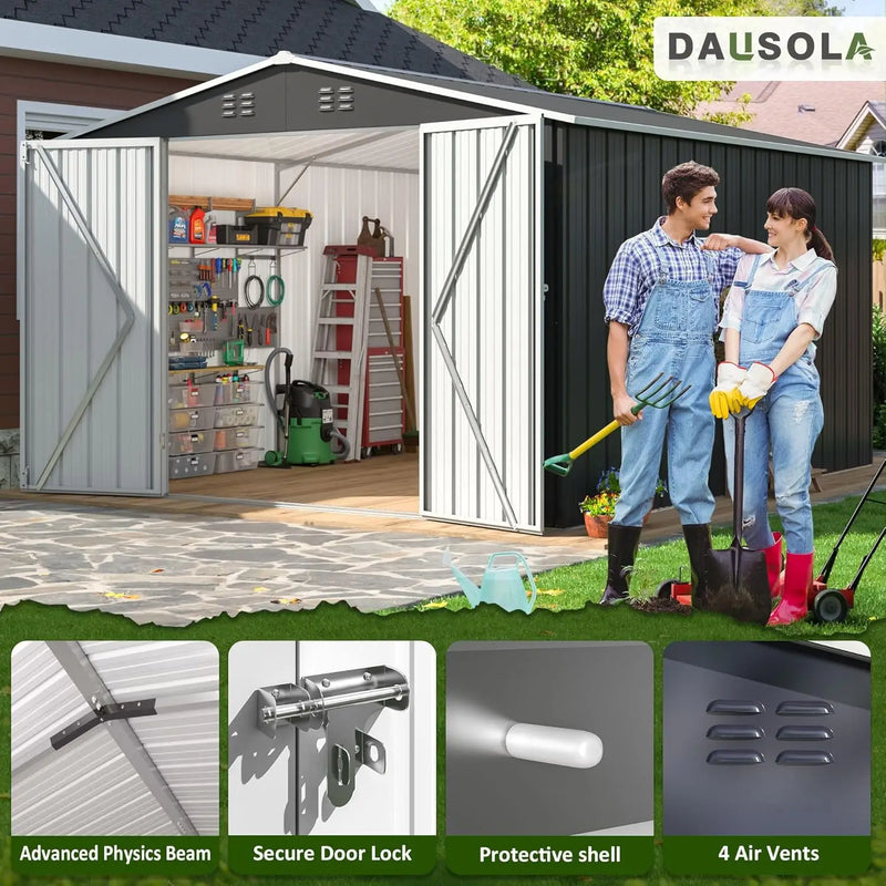 8.2x12 FT Outdoor Storage Shed, Metal Garden Tool | SAMAG