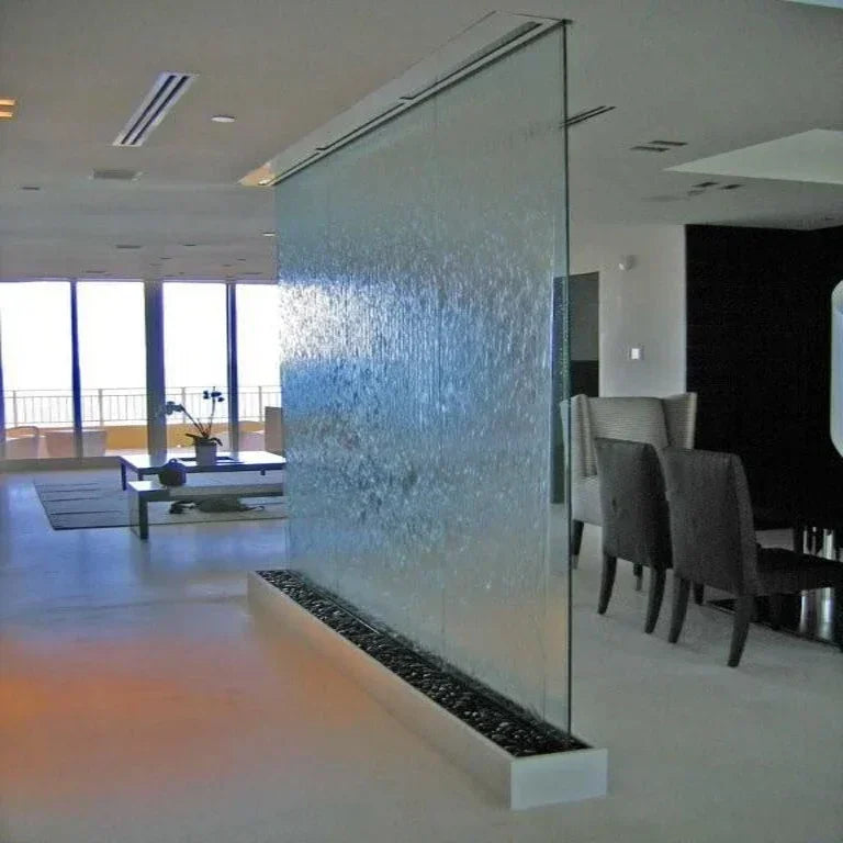 l Tempered Glass Led Mirror Waterfall Wall Fountain Water Bubble Fall Wall Indoor customized product