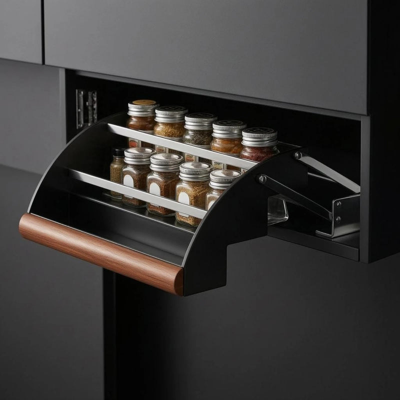 Pull down Seasoning Rack Clear Organization 3 - Tier Organizer Cabinet Sturdy Steel Three - View 6 | SAMAG