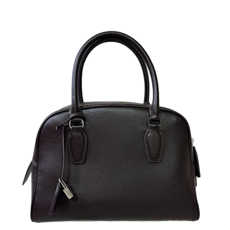 2025 new high-end first-layer cowhide bowling bag large-capacity commuter portable shoulder messenger Boston bag