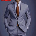2026 New Luxury Elegant Men's Suits 2 Piece Set Fashion Korean Casual Slim Fit Social Groom Wedding Tuxedo