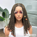 14inch Synthetic Lace Front Bob Braided Wig with Beads Short Box Braided Wigs Knotless Braided Wigs with Baby Hair for Women