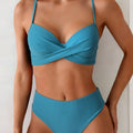 Solid Underwire Cross Strap Two Piece Bikini Set Women | SAMAG