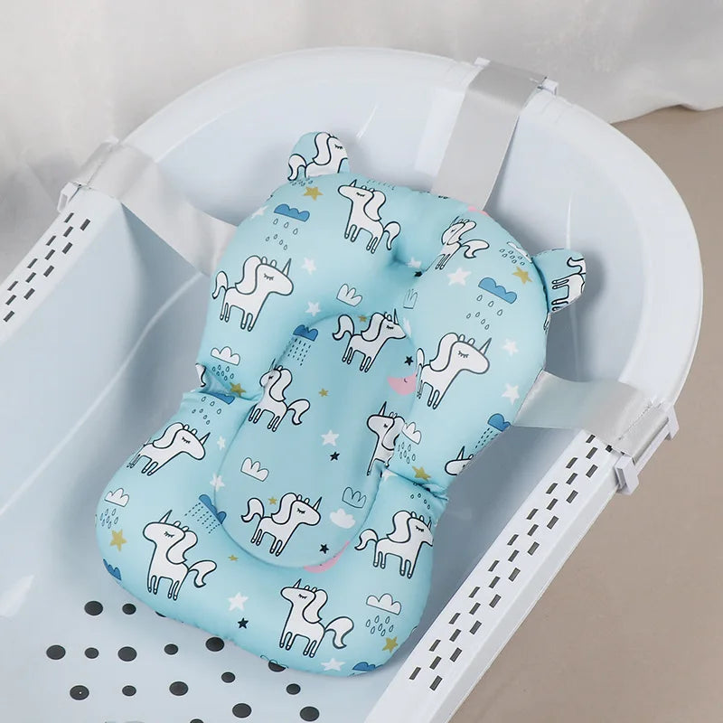 Baby Bath Seat Support Mat Infant Anti-Slip Soft Comfort Body Cushion Foldable Baby Bath Tub Pad Chair Newborn Bathtub Pillow