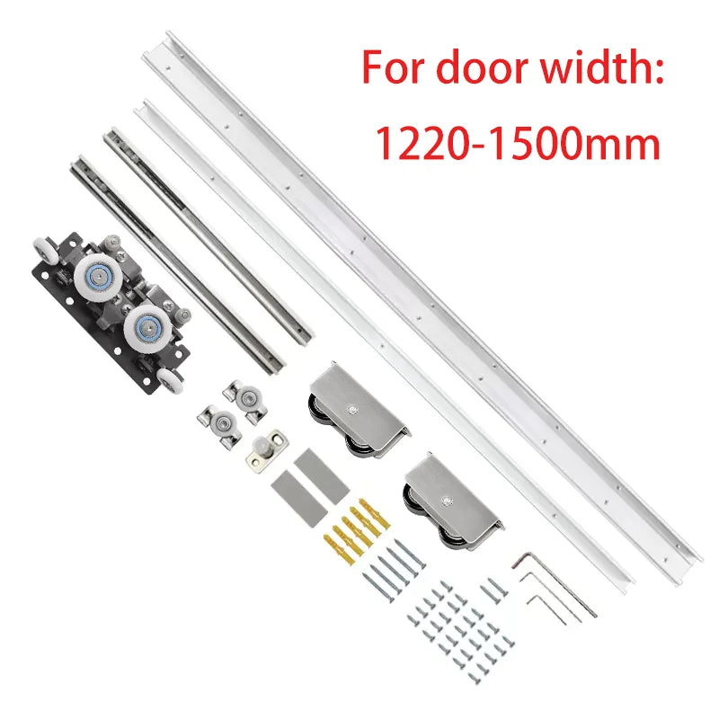 Hidden Sliding Ghost Door Barn Hardware Track Kit - View 7 | SAMAG