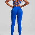 Women's Seamless Workout Set High Waisted Yoga Pants & Sports Bra with Removable Pads Booty Lifting for Running Training