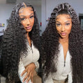13x4 Jerry Curly Lace Wig Deep Wave Curly Lace Front Human Hair Wigs Kinky Curly Hairline Transparent HD Lace Frontal Wig Natural Black