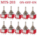 10PCS MTS-102 103 202 203 3Pins 6 Pins Mini Toggle Switch For Switching Lamp Light ON-OFF-ON /ON-ON Switch 6A 125VAC