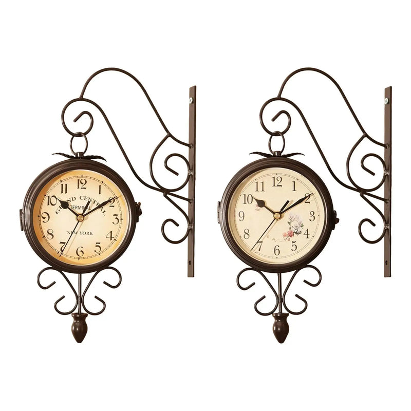 Double Side Wall Clock 4.72 inch 360 Degree Rotate Wall Decoration Mute Retro