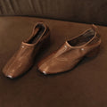 AIYUQI 2026 New Women's High Heels Chunky Heel Low-Cut Slip-On female Shoes Comfortable and Soft Spring Women Leather Shoes