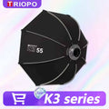 TRIOPO K3 Series 55cm 65cm 90cm 120cm Quick-Setup Octagon Softbox with Bowens Mount for LED Video Light Photography Modifier