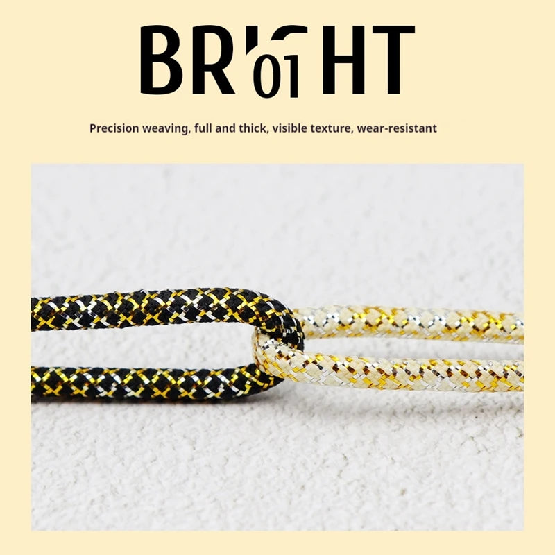 1Pair Luxury Gold Silver wire Round Shoelaces Sneakers Casual Shoe laces Quality Rope Shoelace Shoes Accessories 120/140/160CM