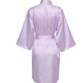 Solid Satin Night Robe, Elegant Half Sleeve V Neck House | SAMAG
