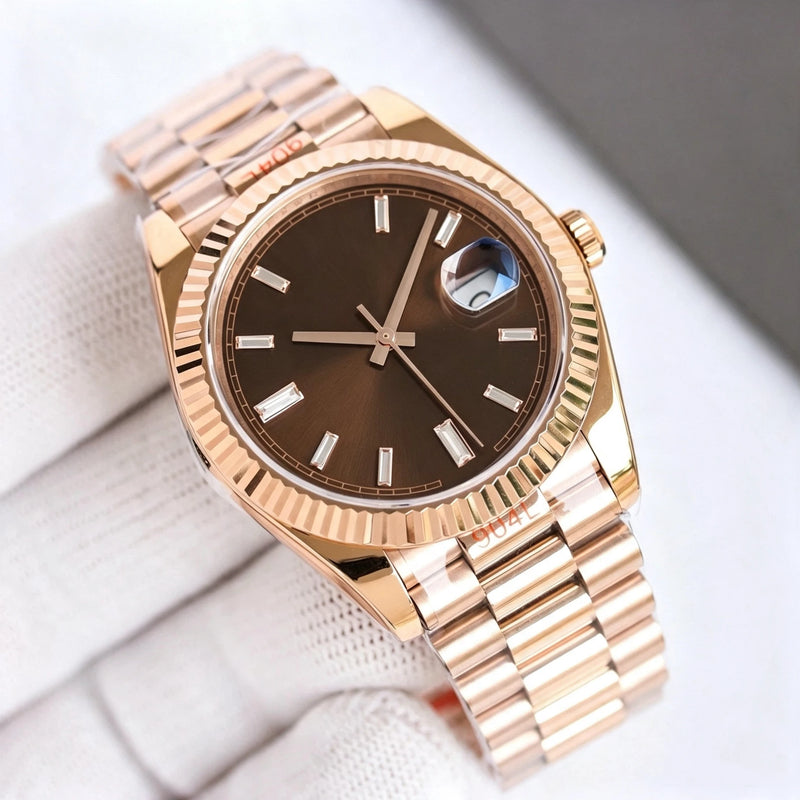 New Men Customized 904L Steel Automatic Mechanical Watch 40mm Luxury Clock Fashion 10bar Waterproof Date Watch For Man Adjustabl