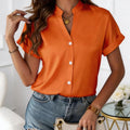 European Style Simple V-Neck Blouse for Women - Summer Short-Sleeved Loose-Fitting Slimming Professional Business Shirt