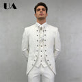 Affrica Style Mens 3-Piece Formal Suit Attire (Jacket Vest Pants) Tailored Sizing Wedding Suit for Groom and Bestman ULBYANRY