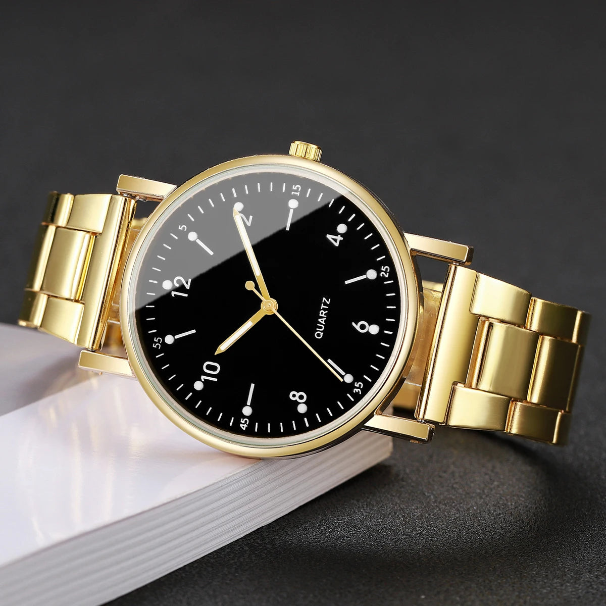 2/4PCS Fashion Arabic Dial Women Watches Simple Quaretz Wristwatch with Bracelets Set Reloj Mujer（Without Box）