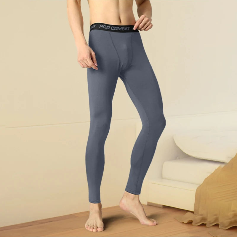 Men's Winter Thermal Underwear Fleece Compression Pants Stay Warm and Comfortable During Sports and Running Activities