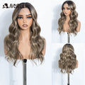 NOBLE Synthetic Lace Front Wig 20 Inch 6X4 Dark Brown Body Wave Natural Hairline Heat Resistant For Brazilian Women Lace Wig