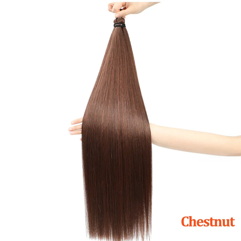Gladys 28 Inch Crochet Braids Hair 3PCS 300g Synthetic Orange 60MW Ombre Brown T1B-330-276 Straight Braiding Hair Soft Pony Hair