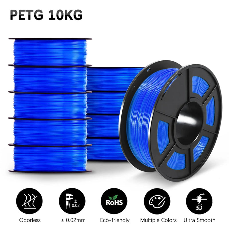 SUNLU PETG 3D Filament 1KG Biodegradable 1.75MM 10Rolls Bright Color Good Toughness Excellent Acid Alkali Weather Resistance