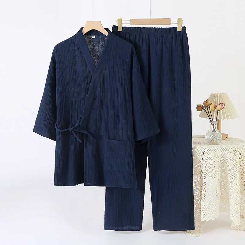 Sleepwear Men's Pajamas and Robes Male Couple's Set Pure Oversized Home Wear Spring Autumn Pajama 2pcs