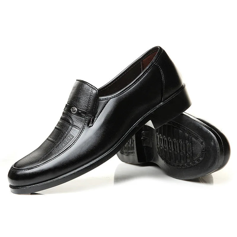 Men Leather Shoes Business Shoes Round Toe Dress Shoes Party Wedding Shoe High Quality Casual Men Loafers Work Slip-On Flat Shoe