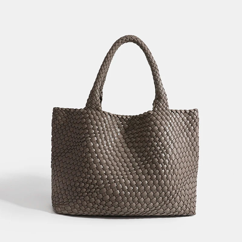 Woven Tote Bag For Women Soft Foldable Top-Handle Wristlet Bag Fashion Hobo Handbag Composite Bag with Coin Purse