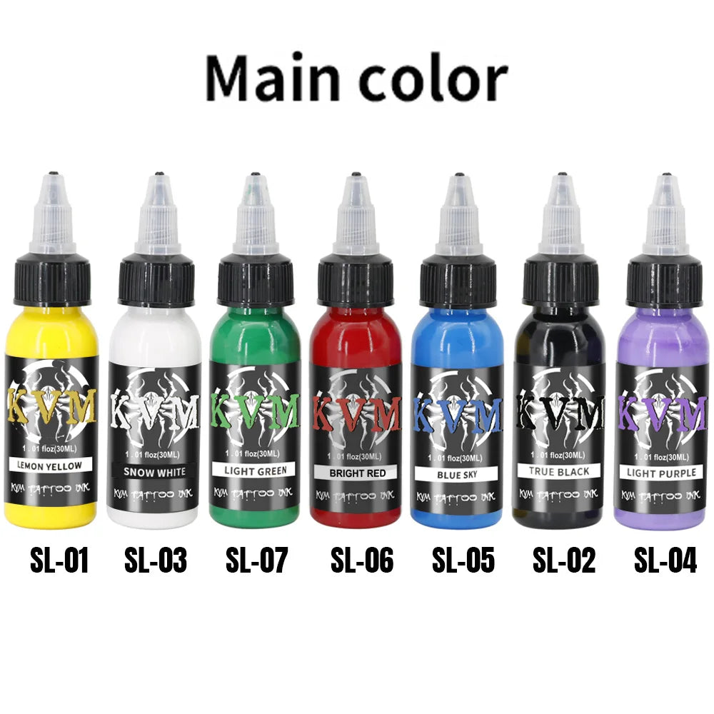 KVM 1oz (30ml) 7/14 Colors Professional Tattoo ink for Body Art Natural Plant Micro Pigment Permanent Tattoo Ink For Body Paint