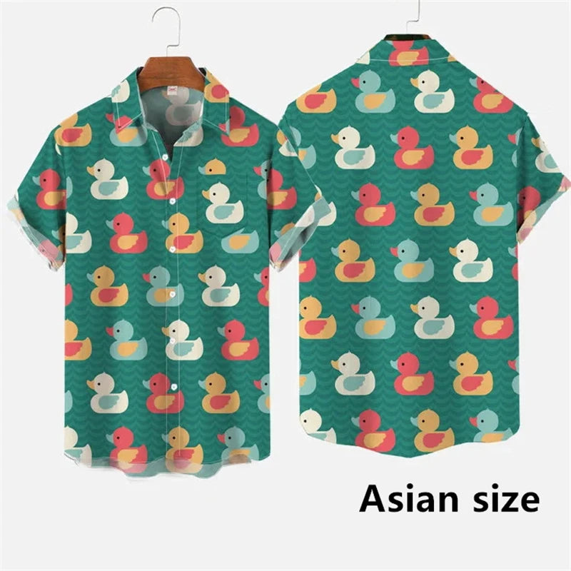 Hawaiian Men Shirts 3D Print Cartoon Cute Duck Printing | SAMAG