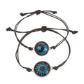 Handmade Braided Couple Bracelets Sun Moon Themed Glow In The Dark Glass Bead Adjustable Rope Wrist - Visuel 7 | SAMAG