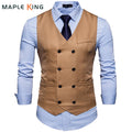 New Brand Dress Vests For Men Casual Slim Fit Mens Suit Vest Double breasted Waistcoat Gilet Homme Formal Business Jacket XXL