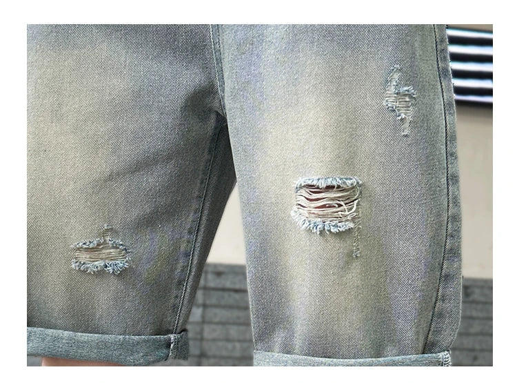 Kids Boys Graffiti Drawing Denim Shorts Elegant Children Casual Ripped Short Jeans Capris Pants 5 6 7 8 9 10 11 12 13 14 Year